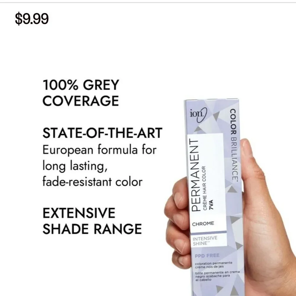 2 Ion Color Brilliance Permanent Creme Hair Color 7VA Chrome 2 Pk